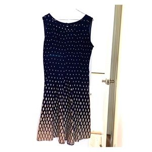 Navy blue and tan cocktail dress